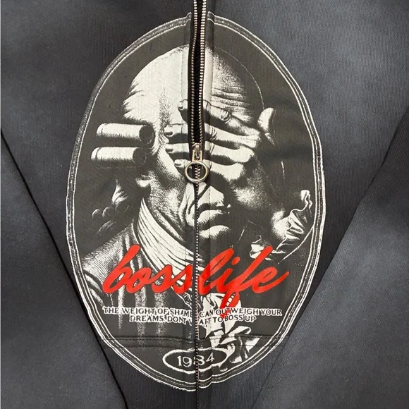Bosslife Blind Truth Black Zip-Up Hoodie with Graphic Front - Picture 2 of 5